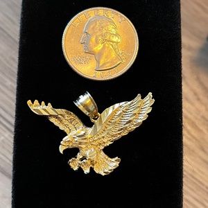 10K Solid Gold Diamond Cut Eagle Pendant